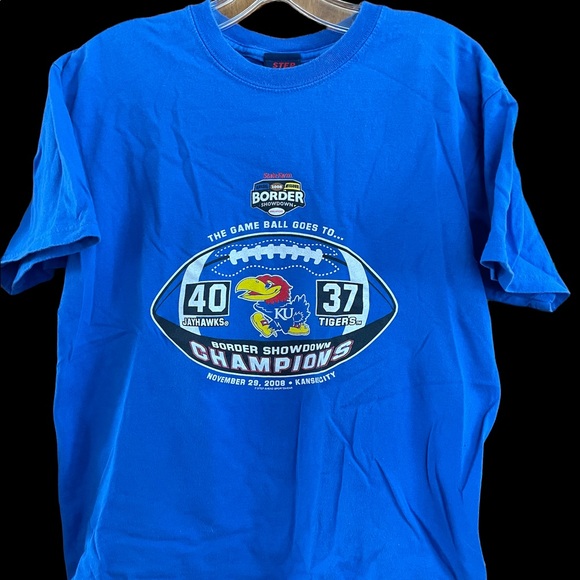 KU Jayhawk Football Border War 2008 Unisex Graphic Tee Shirt size Medium - Picture 2 of 4